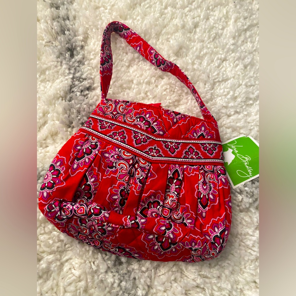 VERA BRADLEY small tote retired red frankly scarlet pattern purse bag NWT - Picture 2 of 7